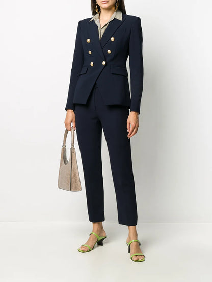 Renzo Embossed Button Detail Trousers