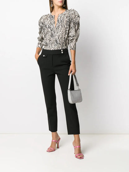 High-Rise Slim-Fit Trousers