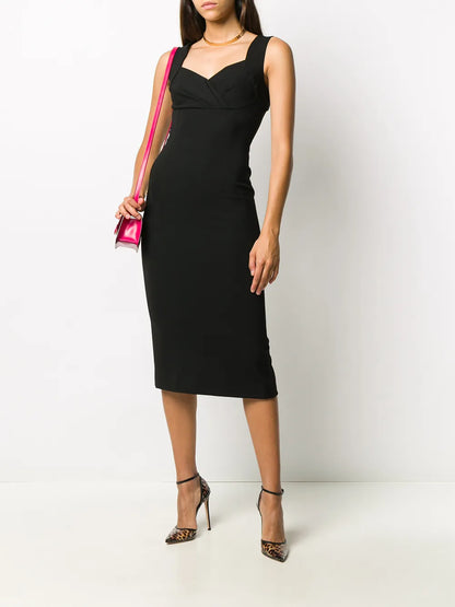Sweetheart-Neck Midi Dress