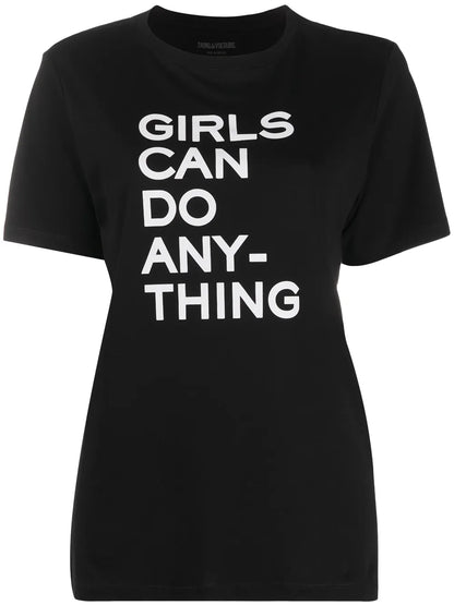 Slogan Print Round Neck T-Shirt