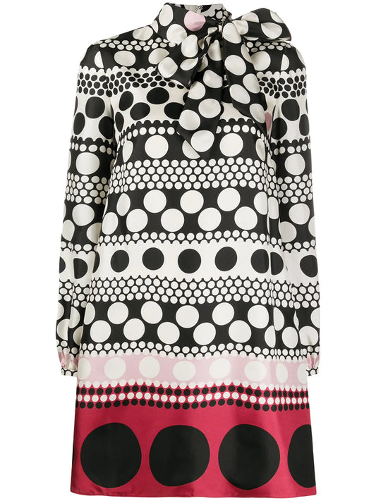 Long-Sleeve Polka-Dot Dress
