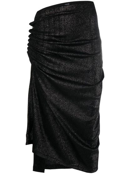 Metallic Threaded Asymmetric Skirt