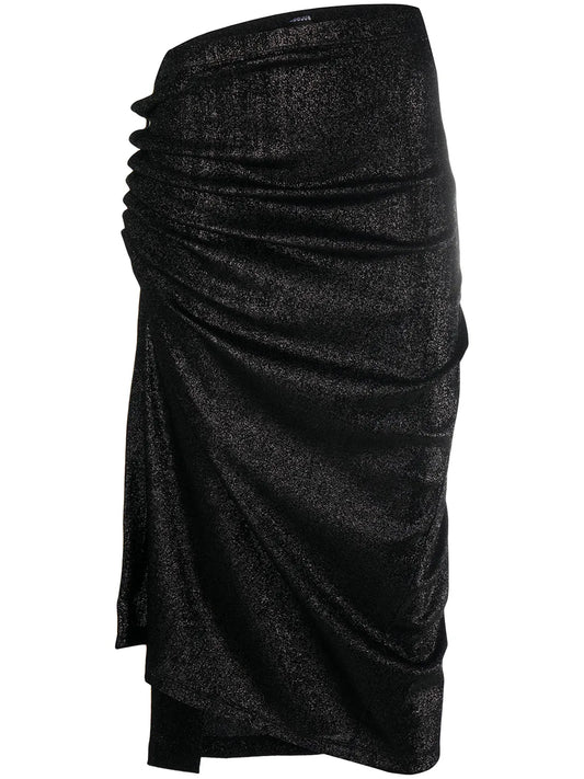 Metallic Threaded Asymmetric Skirt