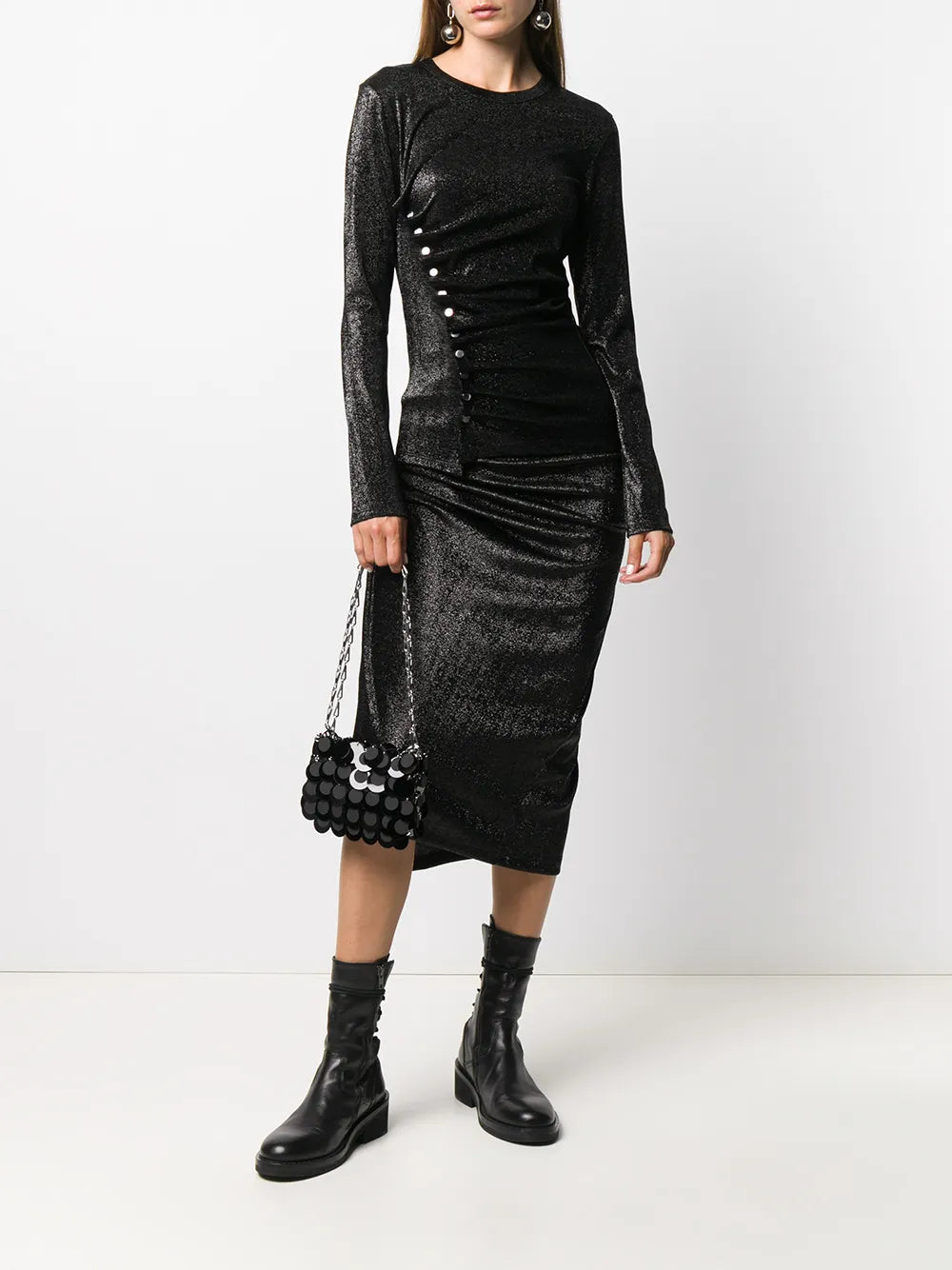 Metallic Threaded Asymmetric Skirt