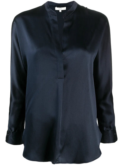 Long-Sleeved Open Front Blouse