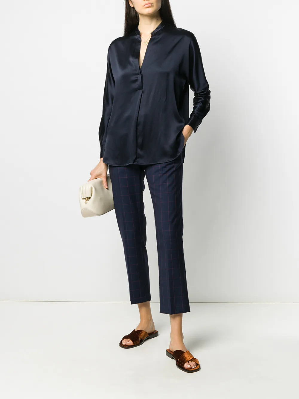 Long-Sleeved Open Front Blouse