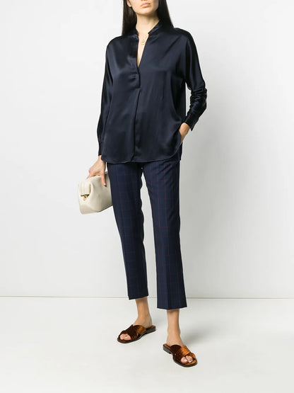 Long-Sleeved Open Front Blouse