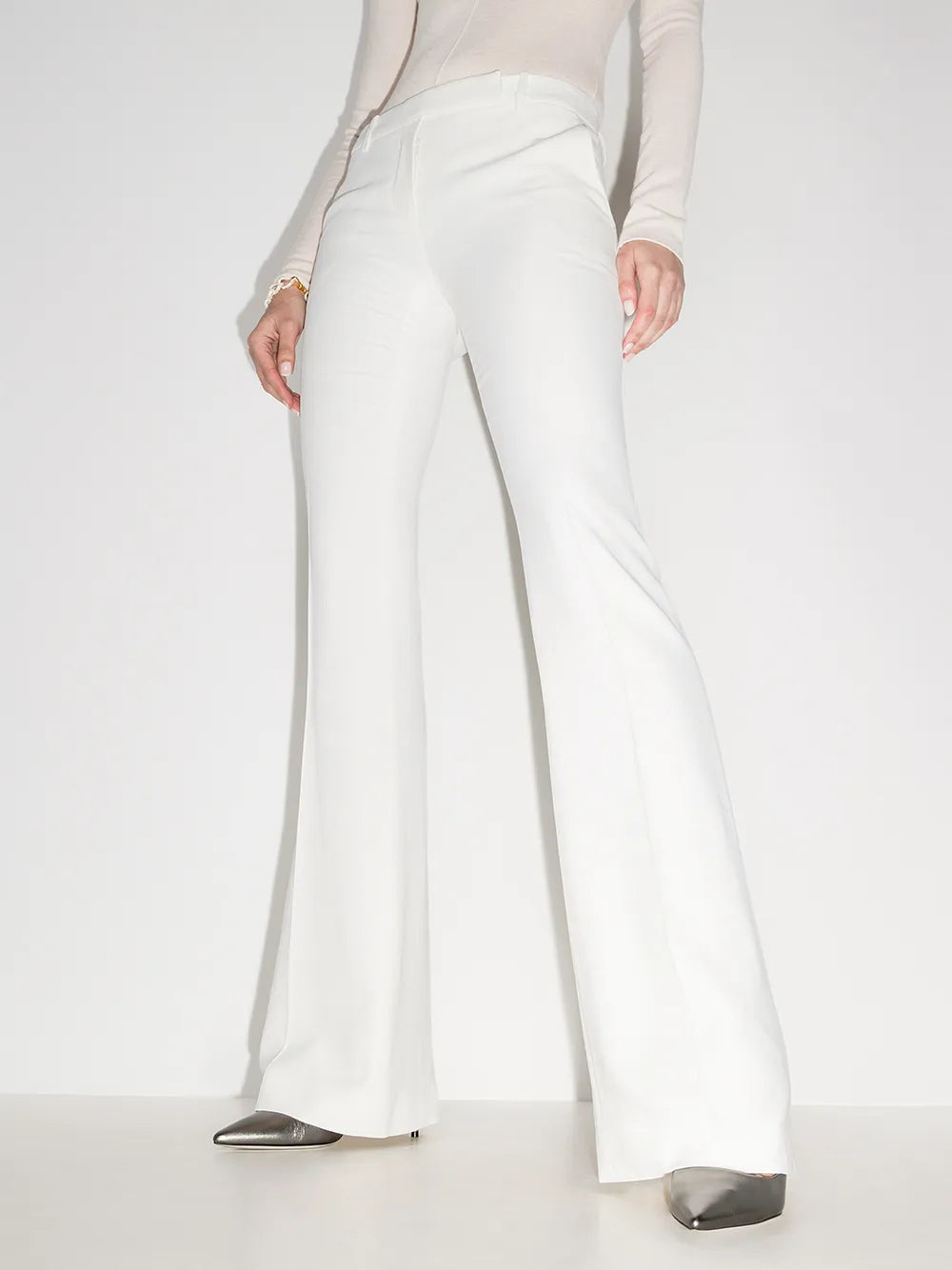 Mid-Rise Flared Trousers