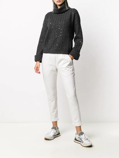 Cropped Drawstring Track Pants