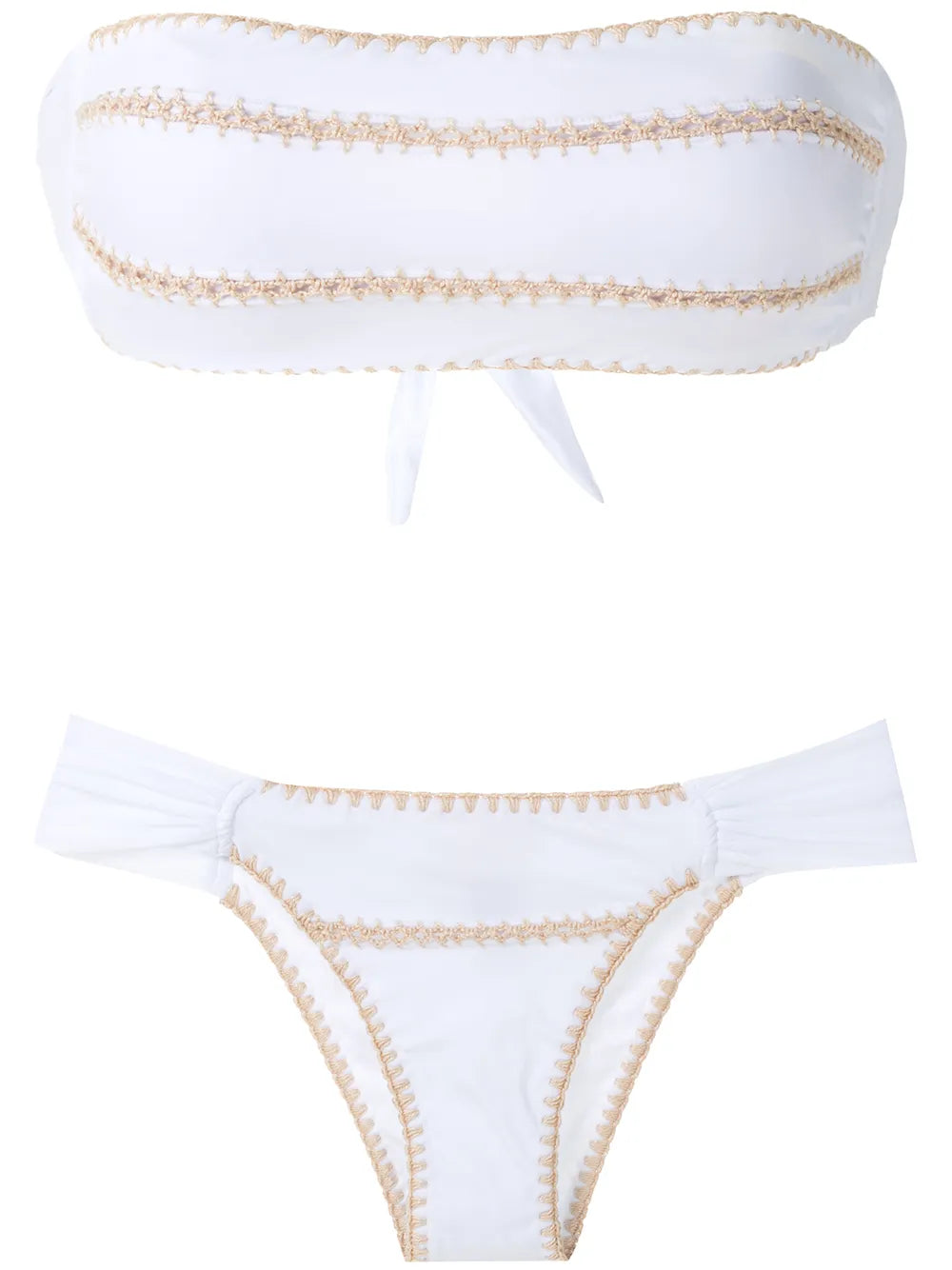 Crochet-Trim Bandeau Bikini