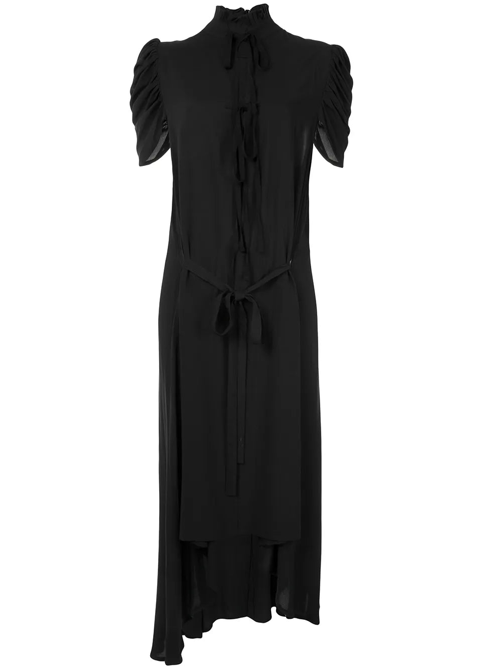 Ruffled Neck Asymmetric Dress