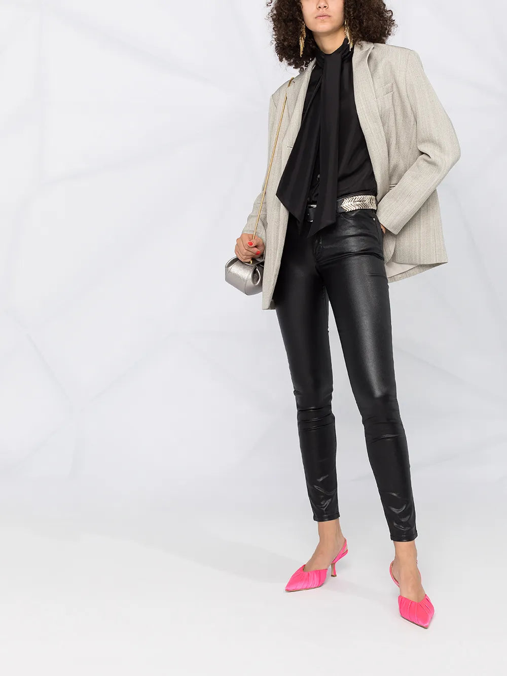Skinny Metallic Denim Pants
