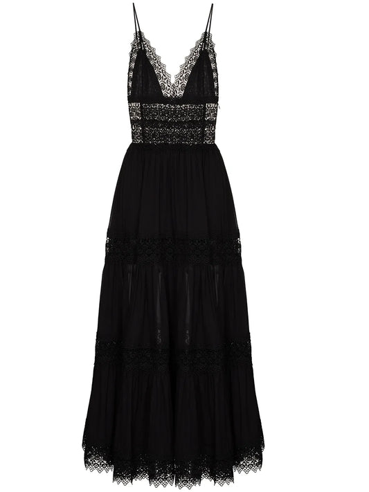 Cindy Lace-Trim Maxi Dress