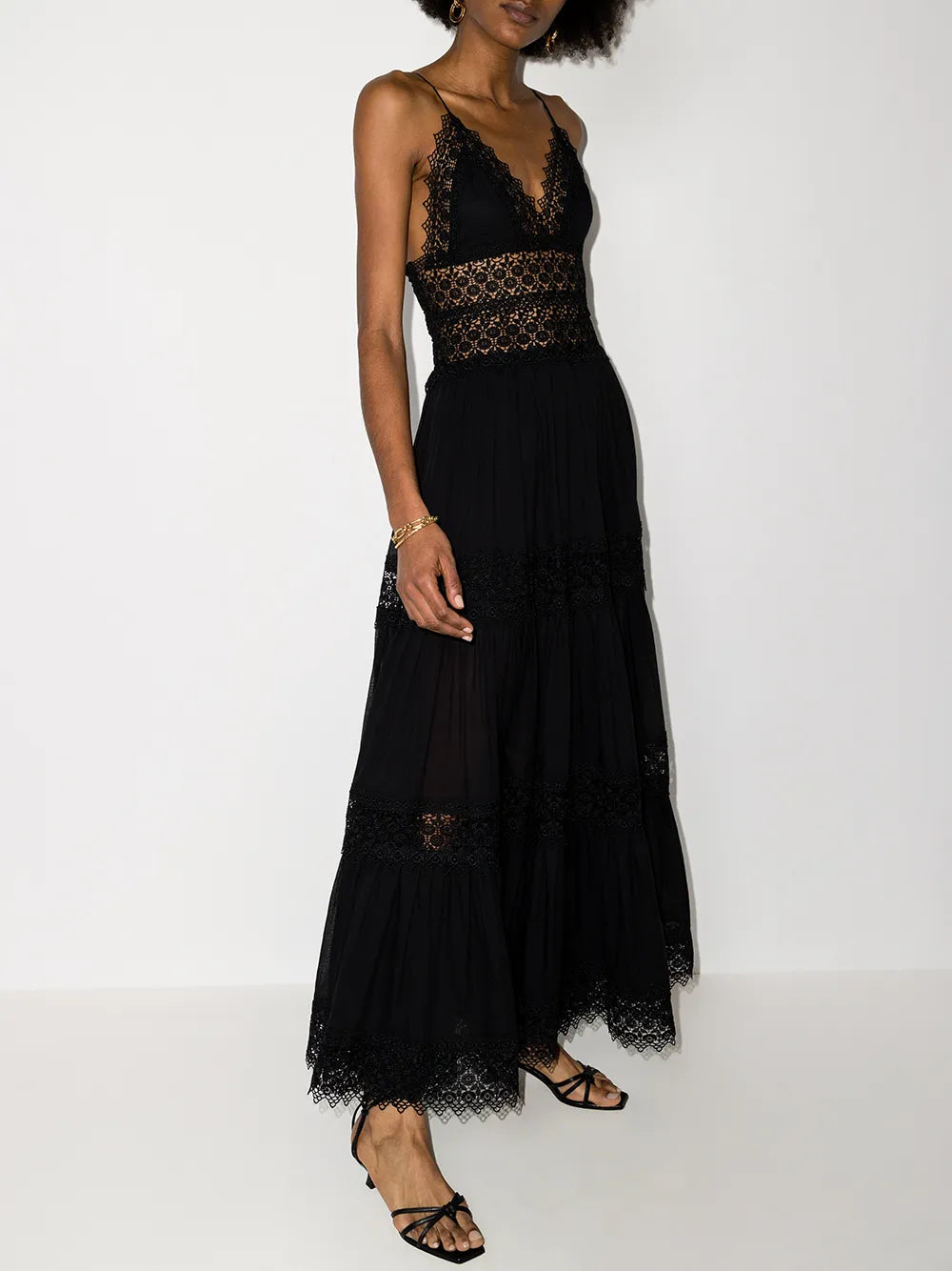 Cindy Lace-Trim Maxi Dress
