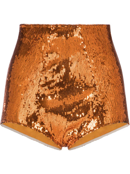 Orange Sequin Shorts