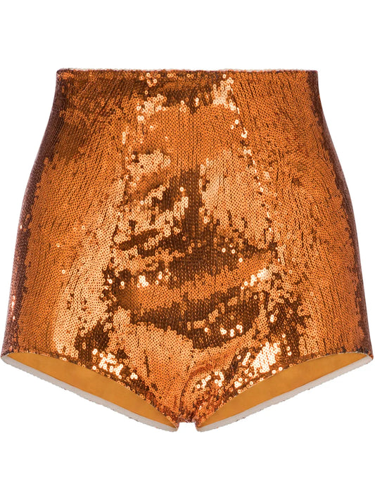 Orange Sequin Shorts