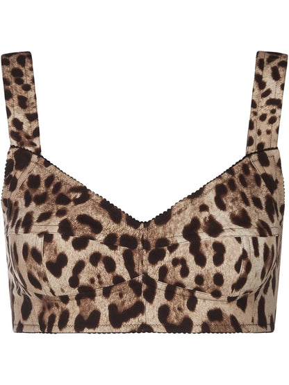 Leopard-Print Bustier Top