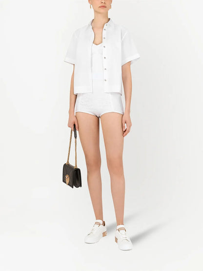 High-Waisted Lace-Panel Briefs