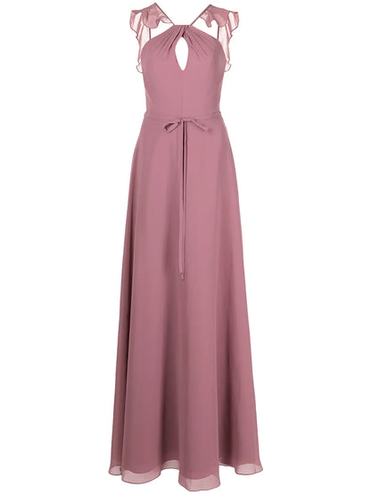 Frilled Halter-Neck Gown