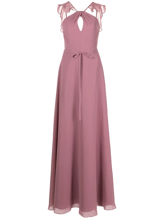 Frilled Halter-Neck Gown