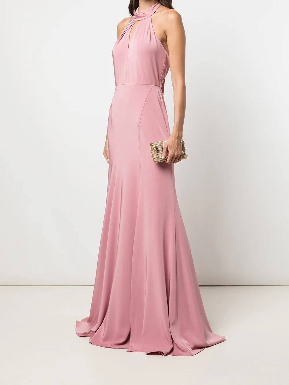 Keyhole-Detail Floor-Length Gown