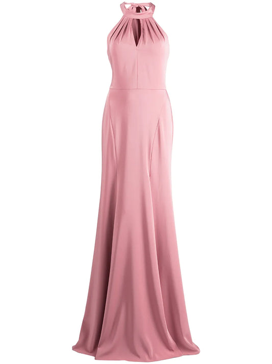 Keyhole-Detail Floor-Length Gown