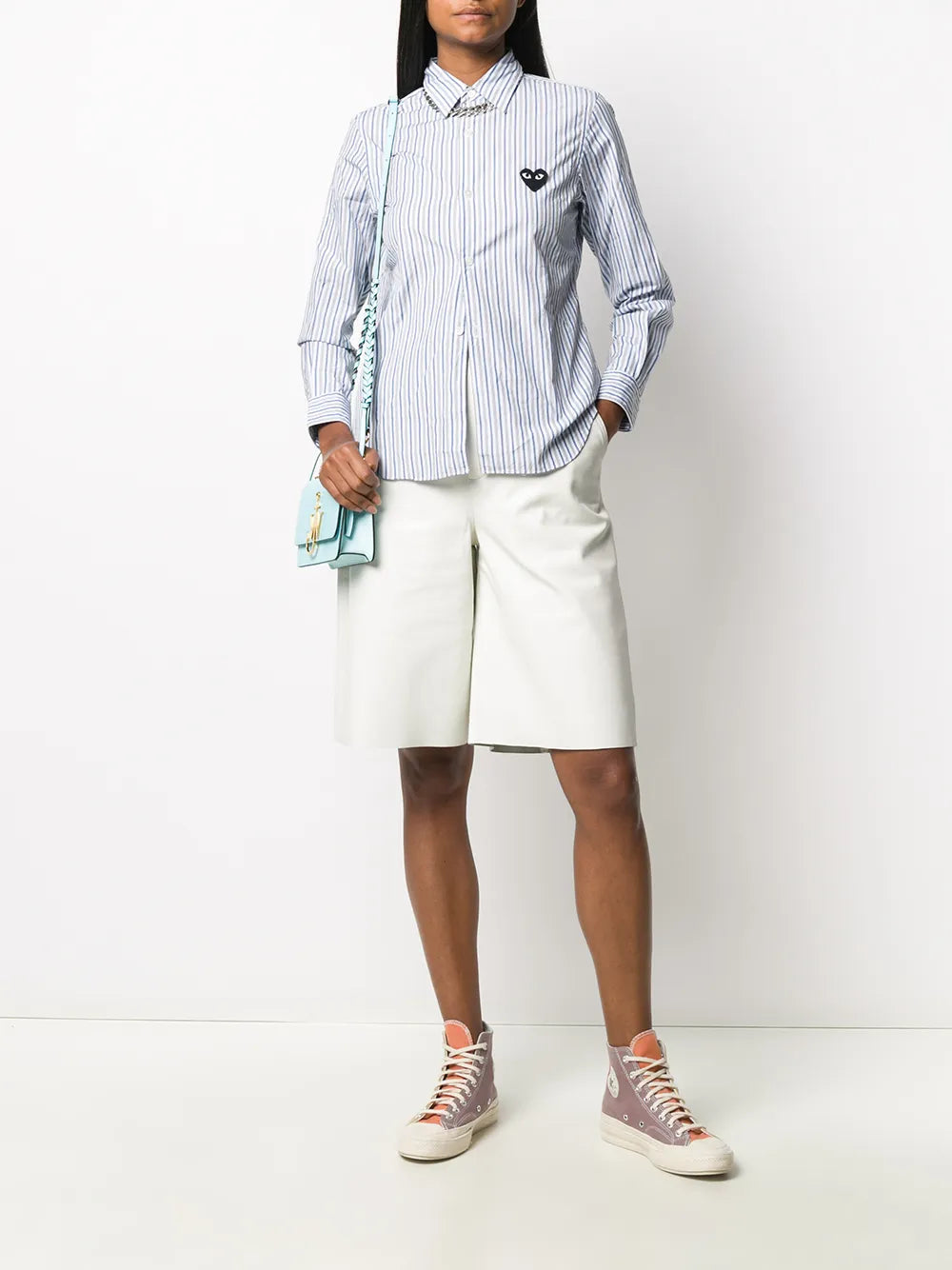 Heart-Patch Striped Shirt