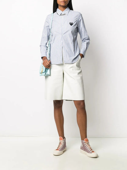 Heart-Patch Striped Shirt