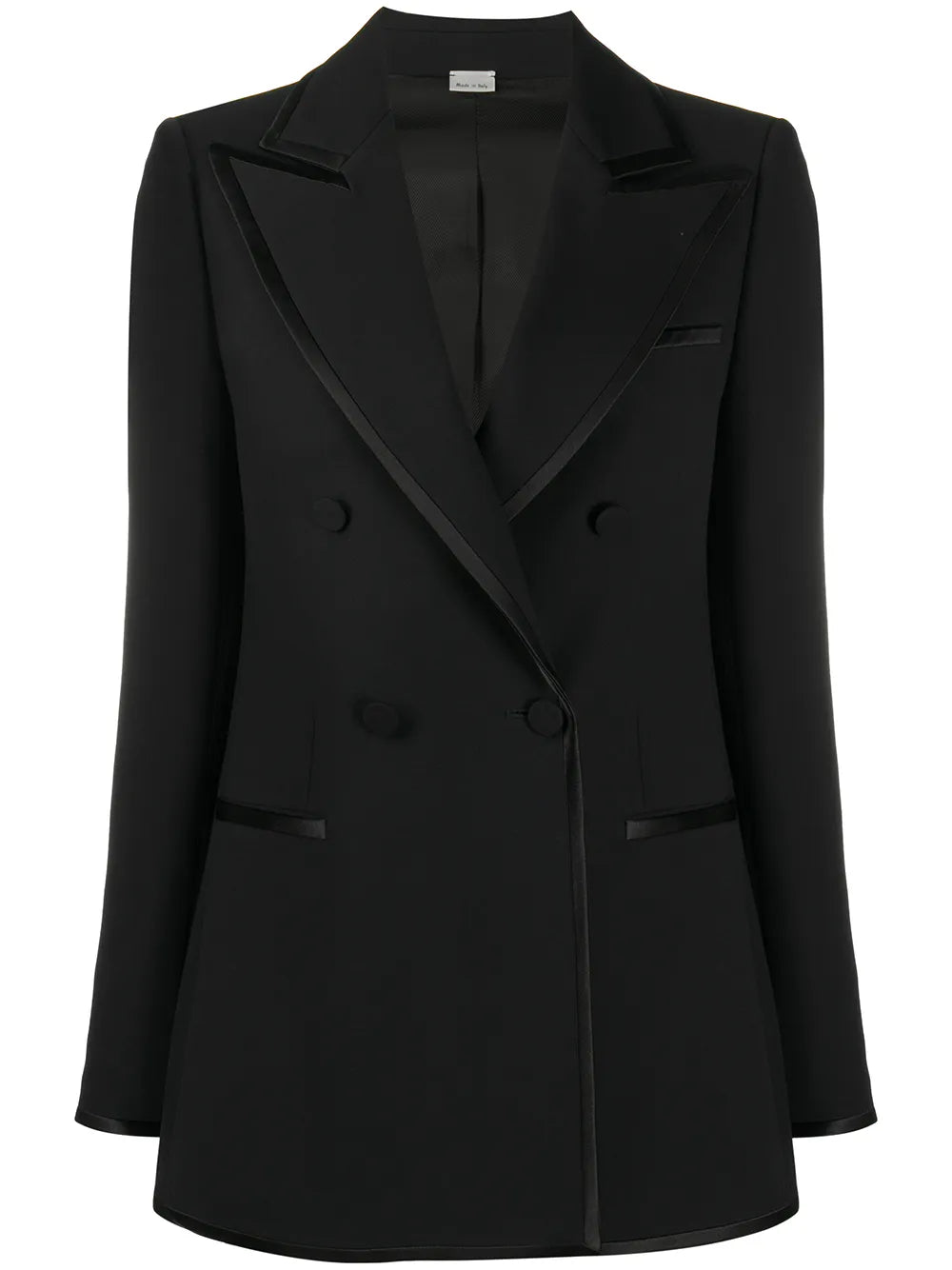 Double-Breasted Contrast-Trim Blazer