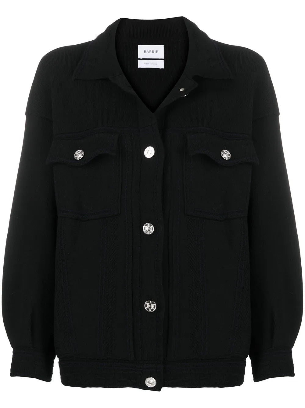 Contrast-Stitching Denim-Effect Jacket