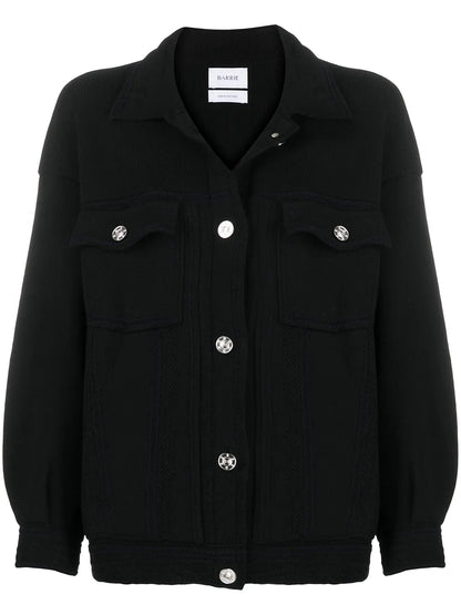 Contrast-Stitching Denim-Effect Jacket