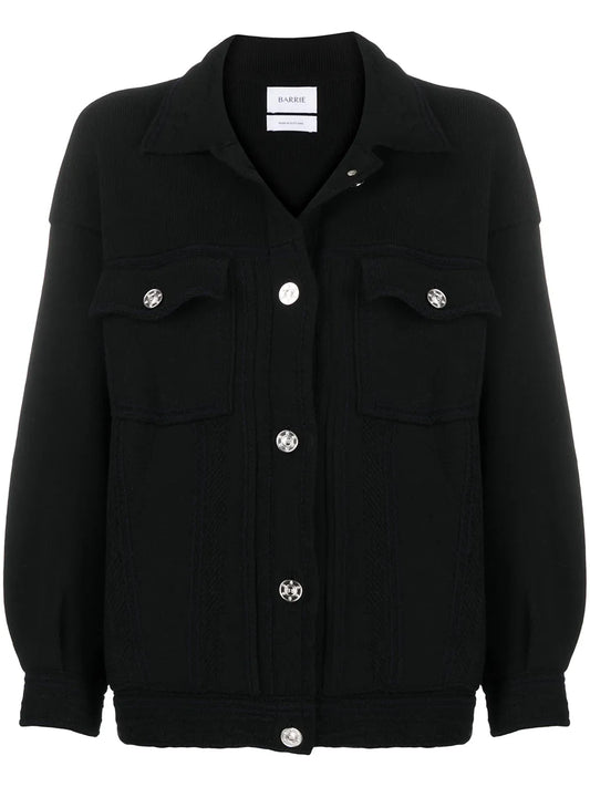 Contrast-Stitching Denim-Effect Jacket