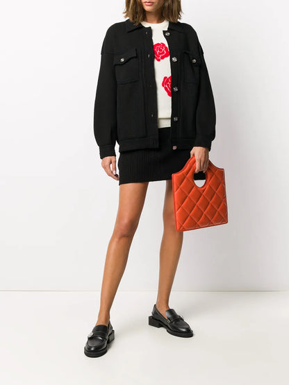 Contrast-Stitching Denim-Effect Jacket