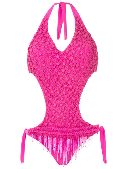 Embroidered Cut-Out One-Piece
