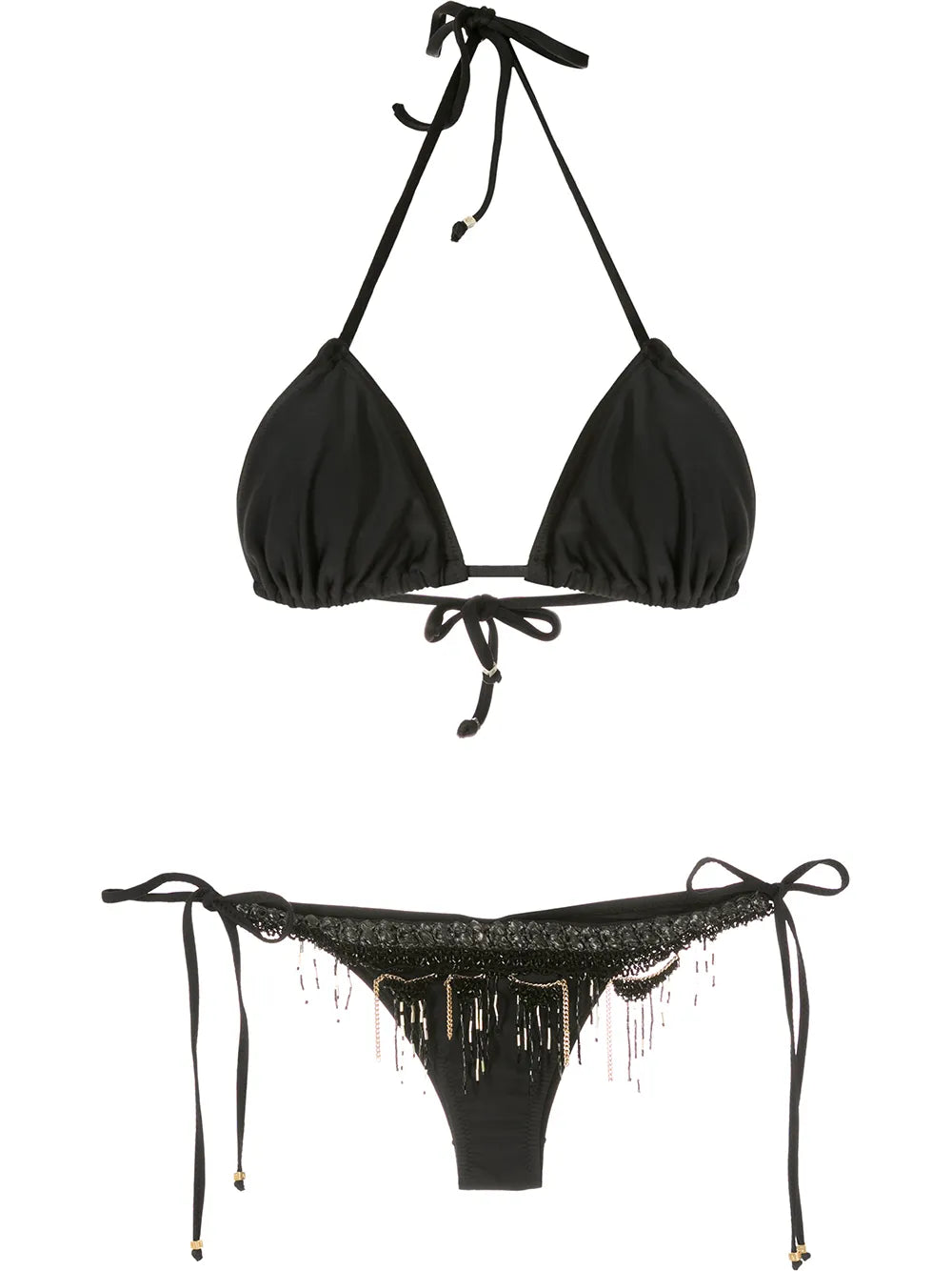 Embroidered Triangle Bikini Set