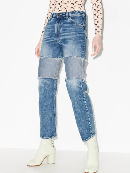 Reverse-Panel High-Rise Boyfriend Jeans