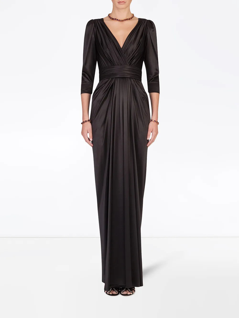 V-Neck Silk Evening Gown