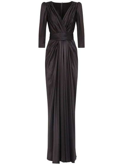V-Neck Silk Evening Gown