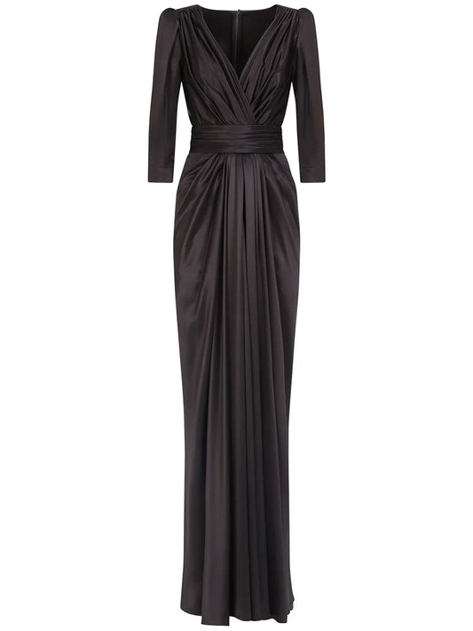 V-Neck Silk Evening Gown