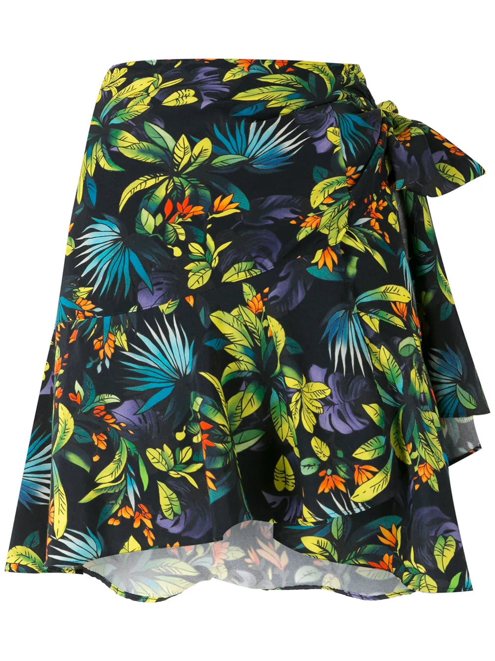 Printed Wrap Skirt With Panels