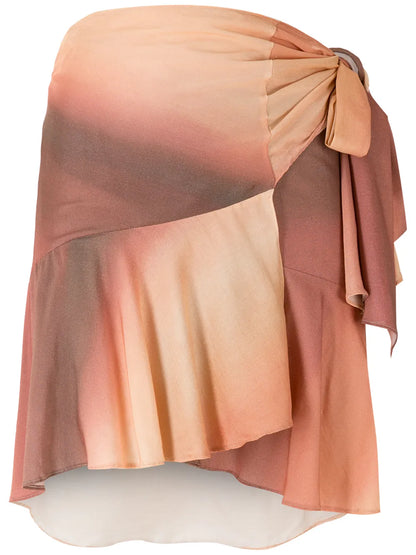 Paneled Gradient Wrap Skirt