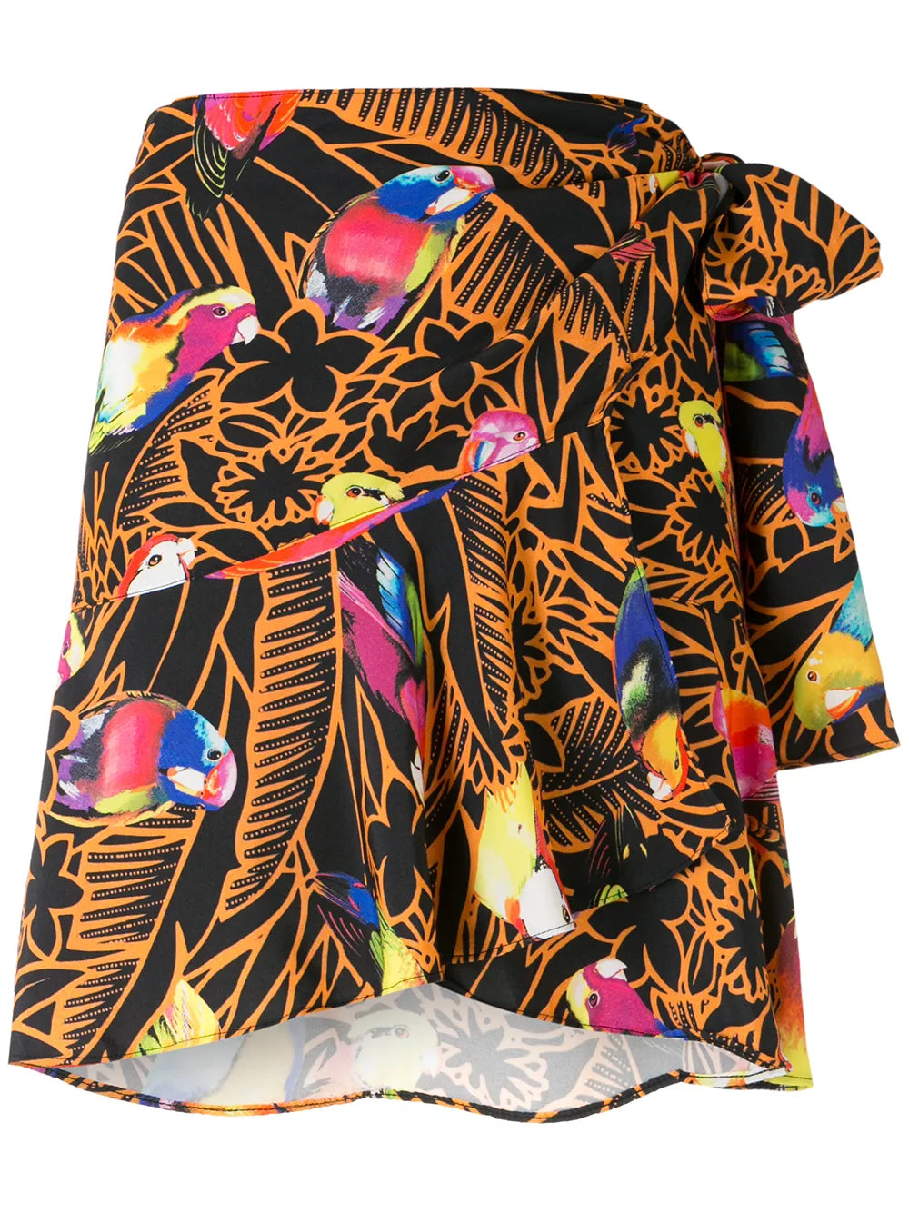 Paneled Print Wrap Skirt