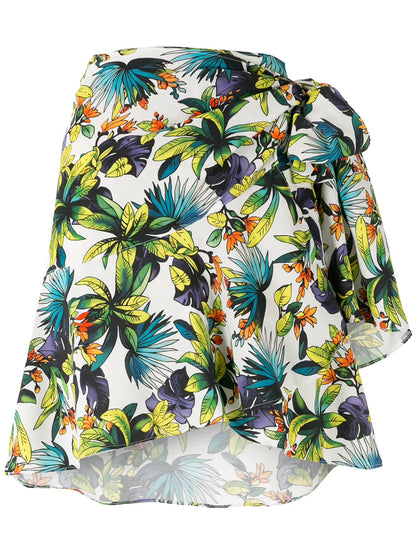 Printed Wrap Skirt With Panels