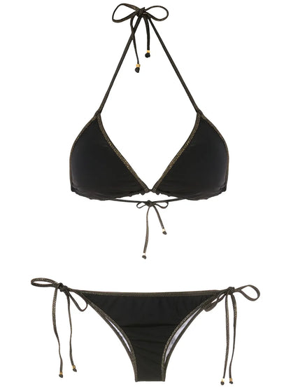 Metallic Detail Triangle Bikini Set