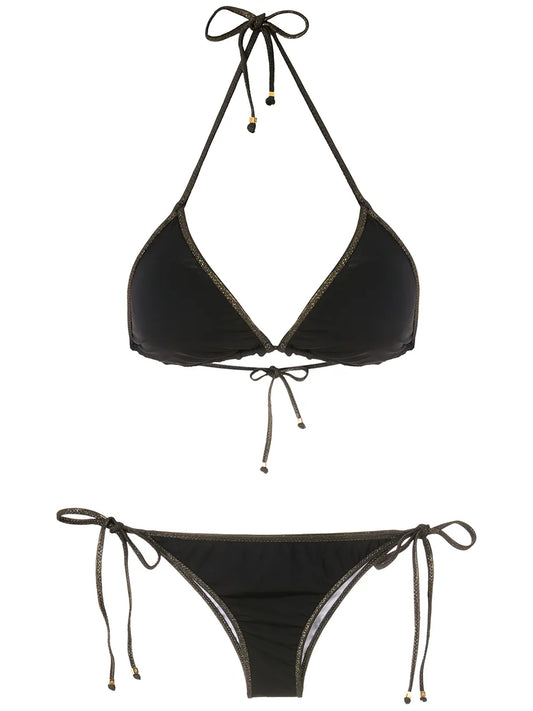 Metallic Detail Triangle Bikini Set