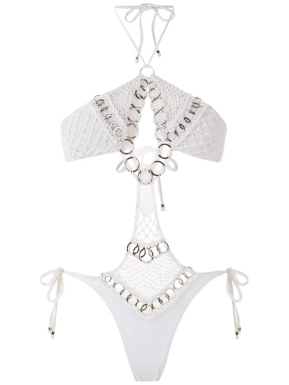Embellished Crochet One-Piece