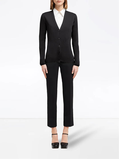 V-Neck Cashmere-Silk Cardigan