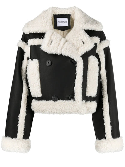 Shearling Trim Crop Jacket
