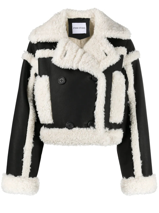 Shearling Trim Crop Jacket