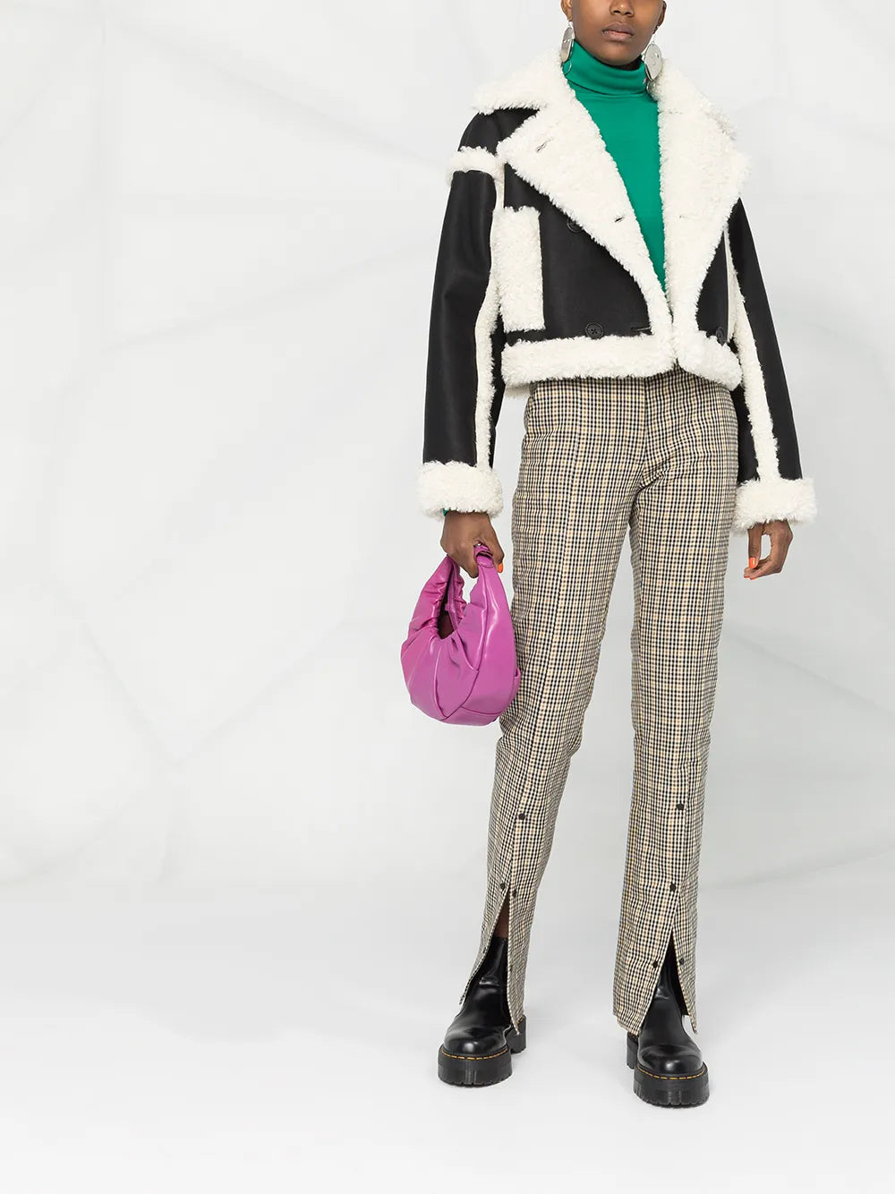 Shearling Trim Crop Jacket